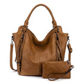 Tote Bag for Women PU Leather Shoulder Bags Fashion Hobo Bags Large Purse and Handbags with Adjustable Shoulder Strap - color: Tan