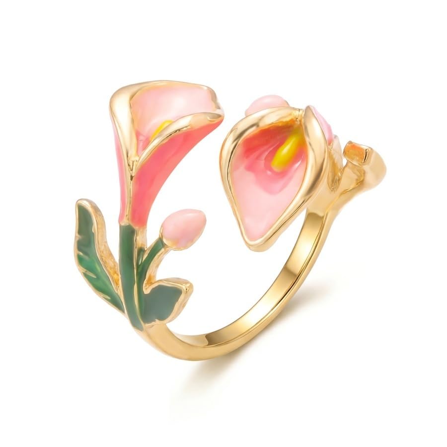 Caiyao 2Pcs Adjustable Sunflower Open Cuff Bangle Bracelets Ring Gold Tone Enamel Daisy Flower Floral Upper Arm Armband Bracelet for Women Boho Summer Inspired Floral Jewelry Gifts - style: StyleE