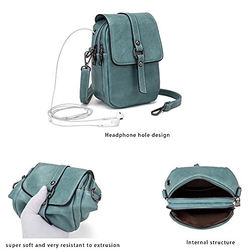 myfriday Vintage Crossbody Phone Bag for Women, Small PU Leather Shoulder Purse and Handbag - color: A-08-blue