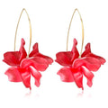 Exaggerated Bohemian Resin Rose Flower Petal Dangle Drop Earrings Long Acrylic Tiered Floral Tassel Earring for Women - color: Pearl Red