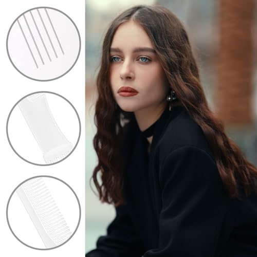 2pcs Teasing Combs with Metal Prong, Double-Head Hair Picking Comb Fork Comb Tool for Women Fine & Thick Hair Styling Salon - Fluffing & Styling (White)