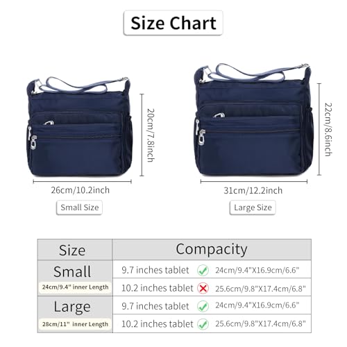 NOTAG Crossbody Bag for Women Waterproof Shoulder Bag Messenger Bag Casual Nylon Purse Handbag - color: Navyblue-l