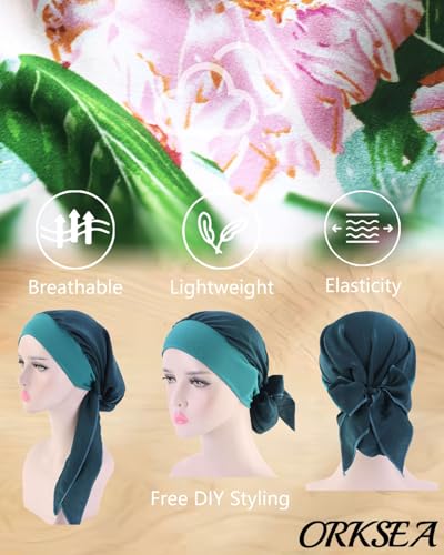 Chemo Headwear for Women Head Scarf Headwraps Silky Soft Turbans for Women Cancer Hats Chemo Beanie Coverings Scarves - color: B Light Green Pattern