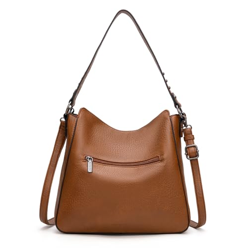 Montana West Hobo Bag for Women Crossbody Purse and Handbags Ladies Chic Shoulder Bags - color: Brown-2pcs Set