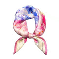 FONYVE 100% Mulberry Silk Scarfs for Women-Lightweight Square Satin Head Scarf-Small Silk Hair Scarf for Sleeping 21"x21" - color: 19 Pink & Purple Flower