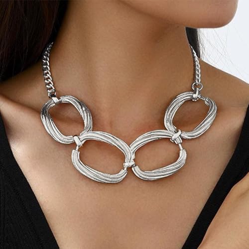 choice of all Chunky Gold Necklace Statement Necklace for Women Punk Chain Thick Gold Choker Jewelry Trendy Birthday Gifts - color: N2:chunky silver necklace