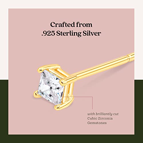 KEZEF Sterling Silver Stud Earrings for Women & Men - 4-Prong Setting Cubic Zirconia Earrings Studs - Premium CZ S925 Hypoallergenic - Available in 14K White and Yellow Gold, Rose Gold - 3mm to 9mm - color: 14K Yellow Gold, size: 3mm - Tiny