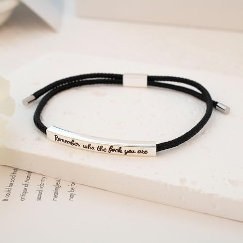 LINY Inspirational Gifts for Women Men, Dont Let The Hard Days Win Gifts, Motivational Inspirational Tube Bracelets Friendship Birthday Meaningful Gift for Friends Female - color: Remember Who-Tube Black+Silver