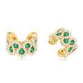 MTMY Gold Ear Cuff Earring for Women 14K Gold Plated Cubic Zirconia Non-Pierced Clip on Cartilage Chunky Ear Cuffs Hypoallergenic Jewelry - style: green cz / pair