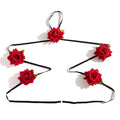 Dainty Black Upper Arm Cuff Bracelet for Women, Gothic Halloween Sexy Lace Harness Armlet Adjustable Upper Arm Chain Bangle Arm Band for Women - color: Red flower