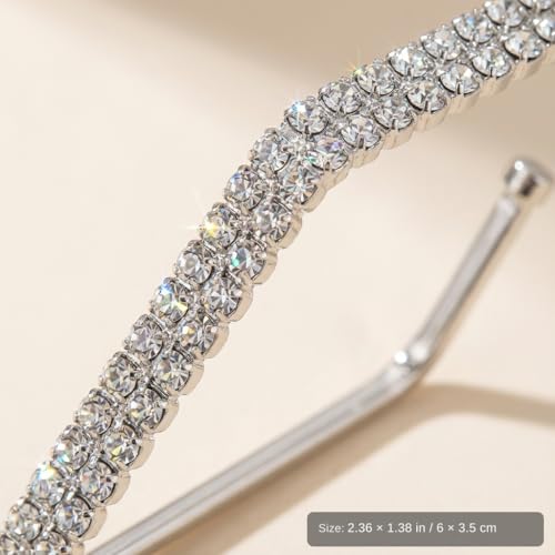Rhinestone Geometric Hoop Stud Earrings for Women - Sparkly Crystal Statement Jewelry for Evening Parties, Weddings and Special Occasions - color: Silver