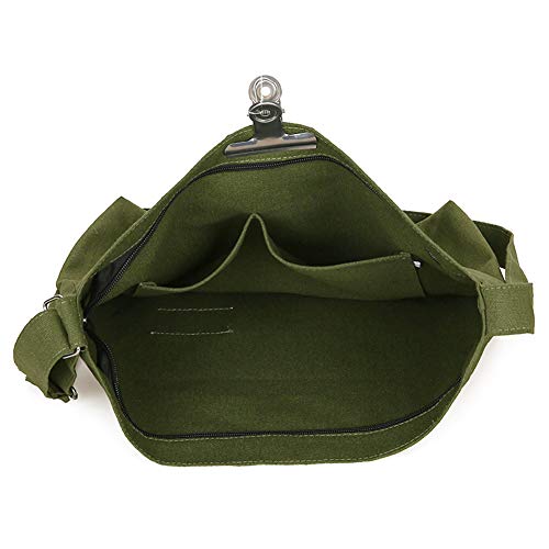 Covelin Women's Retro Large Size Canvas Shoulder Bag Hobo Crossbody Handbag Casual Tote - color: Olive Drab