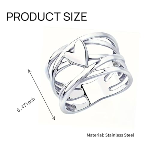 Silver Stacking Thumb Rings for Women, Finger Kont Heart Irregular Knuckle Ring Silver layered Modern Dainty Rings Jewelry Gifts for Women