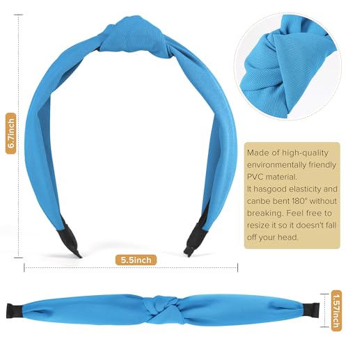 DiyJibb Headbands for Women Girls - 6PCS Stylish Top Knotted Headbands - Knotted Headband for Women - Head Bands Wide Hairband Hair Accessories - color: Blue, Dark Blue, Yellow, Light Pink, Black, White