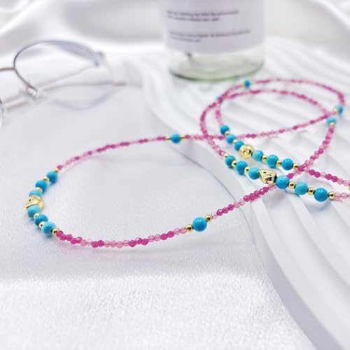 Damanse Beaded Glasses Chain,Eyeglass & Sunglass Strap For Women Stylish - color: Turquoise Design