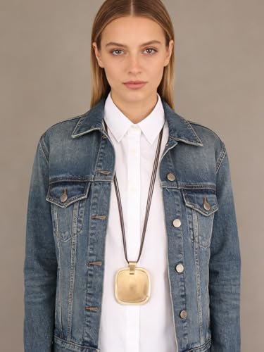 Leather Necklace for Women Long Boho Necklace Bohemian Choker Vintage Necklace Braided Boho Jewelry with Adjustable Brown Leather Cord - color: Ethnic Boho Necklace