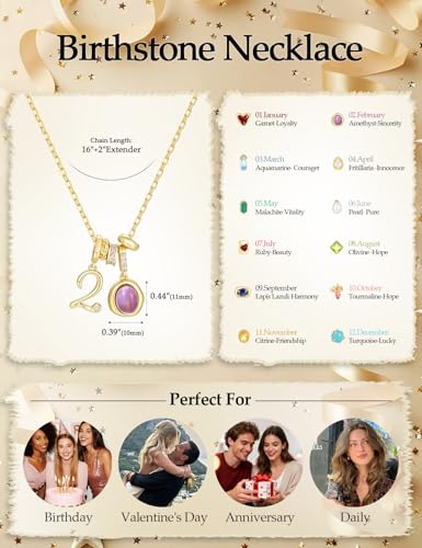Freekiss Gold Pendant Necklace for Women, Dainty Diamond Necklaces for Women Simple 14K Gold Plated Paperclip Choker Necklaces Cute Minimalist Open Oval Necklaces Gold Jewelry for Women Gifts - color: Gold, style: Number 2 - Amethyst Purple Round