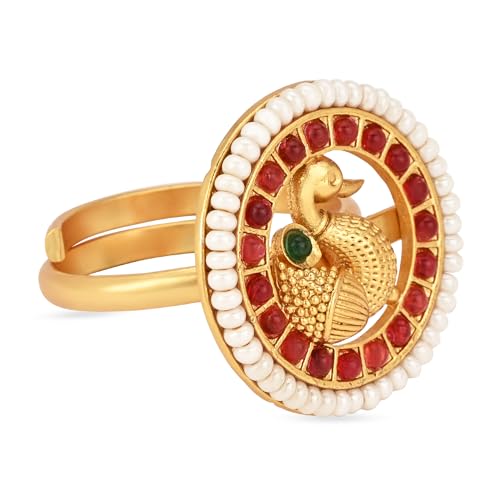 I Jewels Antique Gold Plated Indian Wedding Bollywood Ethnic Floral Shaped design Adjustable Finger Ring For Women & - style: Style 3