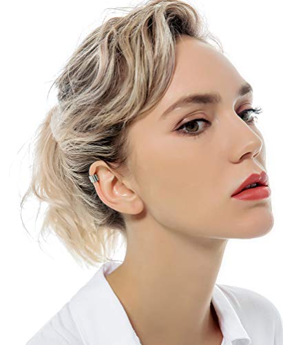 Tornito 4-10 Pairs Stainless Steel Ear Cuff Helix Cartilage Clip On Wrap Earrings Fake Nose Ring Non-Piercing Adjustable - color: A0:10 Pairs, Silver