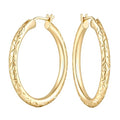 Gold Hoop Earrings for Women 14K Gold Hoop Earrings for Women 14K Gold Earring Hoops Delicate Pattern like Leaf Hoops Earring for Womens 25/30mm - size: 30mm