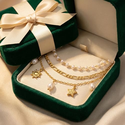 Boho Beads Beach Layered Anklet Set for Women, Handmade Gold Starfish Pearl Shell Anklets Summer Ocean Accessories Jewelry Gift - color: Sun