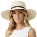 DRESHOW Beach Hats for Women Big Straw Wide Brim Summer Hat Floppy Foldable Roll up Cap Sun Hat UPF 50+ - color: 1 Pack Bowknot Hat: Ivory White, 4.7" Brim
