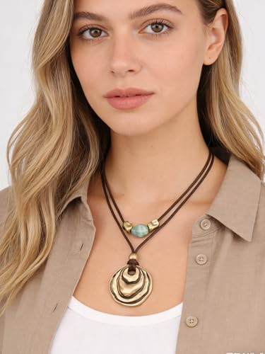 Chunky Necklace for Women Boho Pendant Necklace Statement Western Choker Necklaces for Women Vintage Bohemian Jewelry - style: Bohemian Hippie Necklace