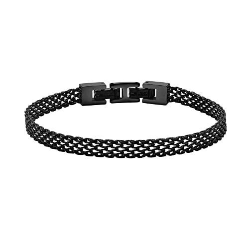 Geoffrey Beene Stainless Steel 6mm Italian Mesh Link Bracelet 8.5Inches - color: Black