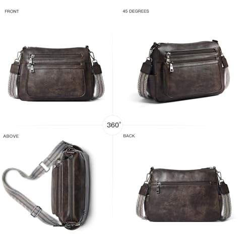 Bluome Crossbody Purses for Women, Medium Large Faux Leather Crossbody Bags Lightweight Sling Bag Shoulder Handbags - color: Coffee, size: Medium 7L