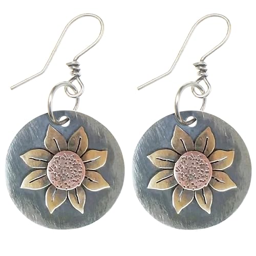 Boho Earrings, Statement Earrings, Teardrop Sunflower Earrings, Dangle Ethnic Earrings for Women, Handmade Bohemian Trendy Boho Vintage Jewelry - style: Round Sunflower