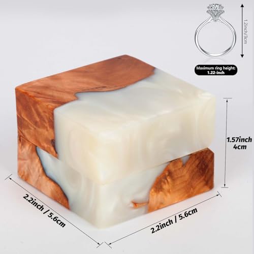 Handmade wooden wedding ring box - engagement ring holder with magnetic clasp - vintage wooden jewelry storage box for couples - single-slot design - color: White