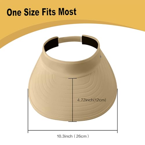 WANDER Sun Visor Hats for Women Wide Brim UV Protection Adjustable Large Golf Beach Cap Packable Travel Sport Visor - color: Khaki