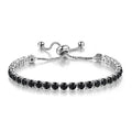 CiNily Adjustable Tennis Bracelets for Women Teen Girls Rainbow Cubic Zirconia Bracelet 14K White Gold Plated Hypoallergenic Slider Bracelet Jewelry Gift - color: Adjustable-Black