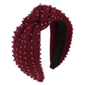 YISSION 1PC Beaded Knotted Headband Wide Jeweled Headbands for women Non Slip Embellished Hairband Dark Red Head Band Hair Accessories for Women Girls - color: Dark Red