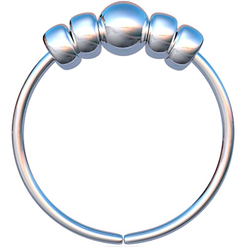 925 Sterling Silver & 14K Gold Filled Nose Ring Hoop Handmade Piercing Jewelry For Women - 24 Gauge 2mm,7mm Tiny Nose Ring with Opal - Gift Ready - color: 5 silver beads