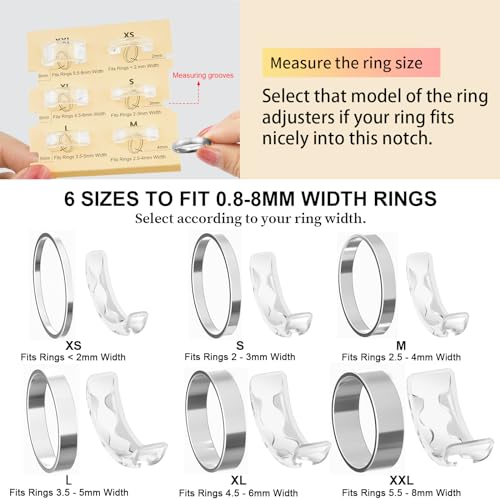 Haiou Ring Size Adjuster for Loose Rings - Clear Invisible Ring Guard, Spacer & Tightener | Sil. Resizer Extender - color: Clear 6 pack