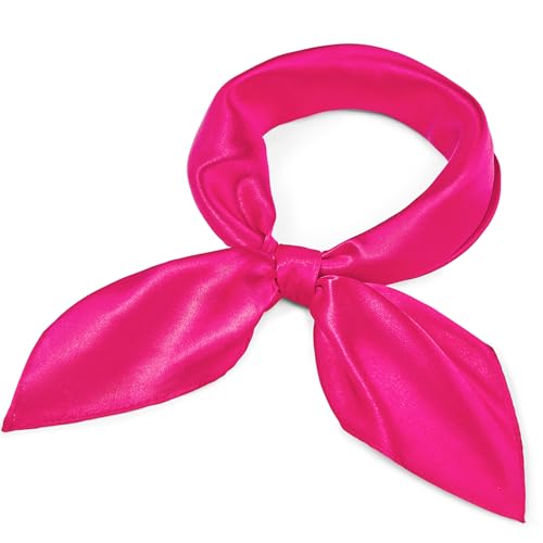 American Trends Women Silk Feeling Scarf Satin Head Scarves Square Wrap Neck Scarf Lightweight Silk Like Bandana - color: 06 Rose Red