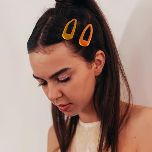 20 PCS Metal Snap Hair Clips Water Drop No Slip Barrettes for Women Bright Small Hair Clips For Thick And Thin Fine Hair,Multiple Yellow Orange,1.97 x 0.5 In. - color: Multiple Yellow Orange