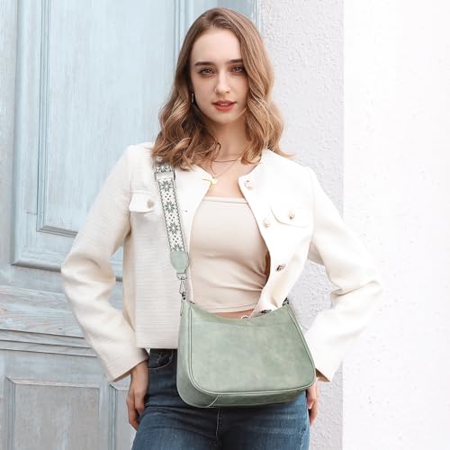 APHISON Trendy Leather Crossbody Purse with Adjustable Strap, Women's Shoulder Handbag - color: 04-green