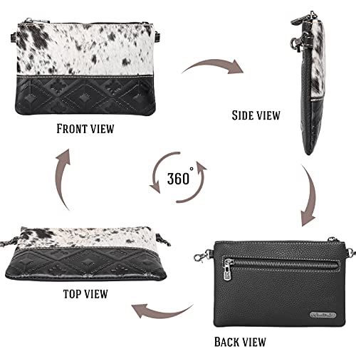 Montana West Western Purse for Women Crossbody Bag Wristlet Clutch Purse - color: Black Embossed Pattern