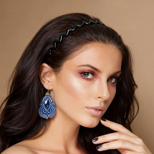 2026 Zigzag Headbands for Women, 2-Pack U-Shaped Hair Comb Headbands, Non-Slip Slick-Back Hair Accessories, Black & Tortoise Recycled Plastic, Teeth Hairband for Everyday Styling & Workout - color: Black & Tortoise