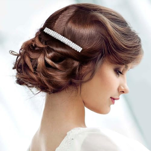 BERRICLE Silver Tone Bar Hair Combs for Women - color: 3-Row Rhinestone Comb, Silver-tone