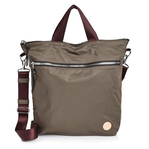 shortyLOVE Wonder Crossbody Messenger Bag - Womens Stylish Nylon Travel Handbag with 55" Adjustable Removable Strap - color: Mocha