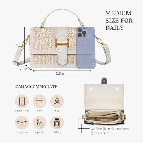 Straw Crossbody Bags for Women Summer Straw Clutch Bag Woven Beach Purse Vacation Handbags | Straw - color: A Beige