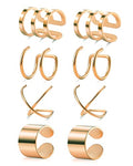Tornito 4-10 Pairs Stainless Steel Ear Cuff Helix Cartilage Clip On Wrap Earrings Fake Nose Ring Non-Piercing Adjustable - color: A5: 4 Pairs, Rose Gold Tone
