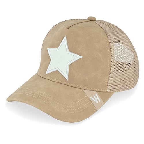 VINTAGE HAVANA Trucker Hats Women | Mesh Adjustable Snapback Hat | Men & Women Cute Trendy Fashion Baseball Cap - color: Camel/White