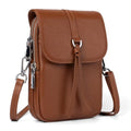 befen Genuine Leather Small Crossbody Bags for Women, Multi Pocket Cell Phone Crossbody Purse with RFID Blocking Card Slots - color: Cognac Brown