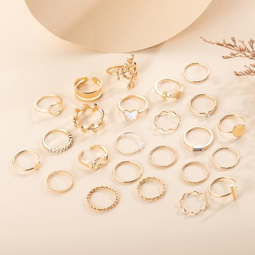 FUTIMELY Boho Retro Stackable Rings Sets for Women Knuckle Joint Finger Knuckle Nail Ring Sets Moon Stars Stack Preppy Statement Rings Cute Trendy Stuff Jewelry - style: F-6