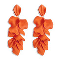 Long Acrylic Rose Petal Earrings Dangle Exaggerated Flower Earrings Drop Statement Floral Tassel Earrings for Women - color: Long Acrylic Rose Petal Earrings-Orange
