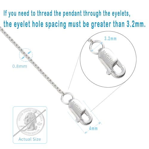 NAG.HC 925 Sterling Silver Chain 0.8MM Delicate Box Chain - Italian Necklace Chain - Tiny&Thin&Strong -Friendly Price & Quality 14"-30" - color: 18K Gold, size: 22.00